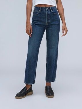 Everlane 90s Way High Jean 27 Long High Rise Straight Leg Rich Indigo Denim NWT